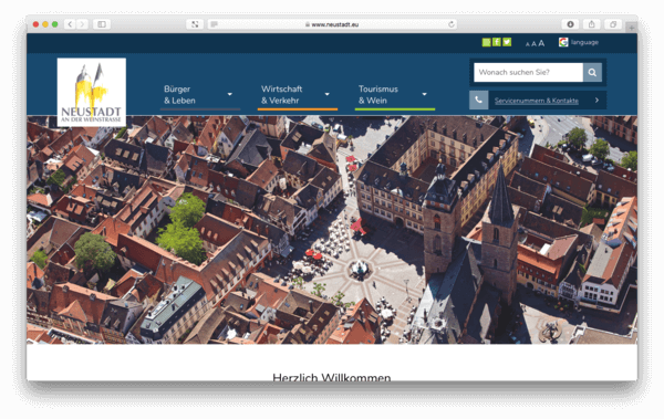 Screenshot der Homepage von Neustadt